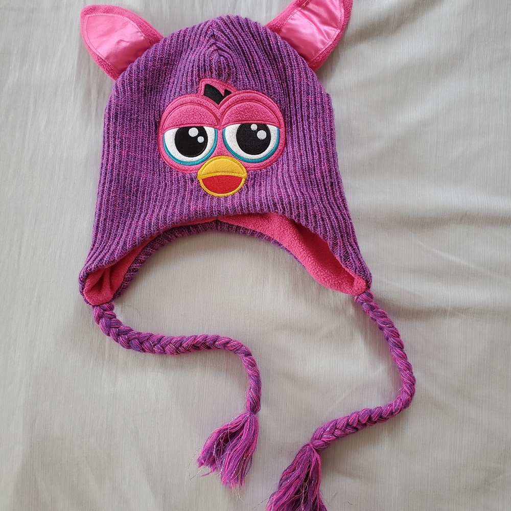 Rare Furby Pink and Purple Knit Hat Beanie